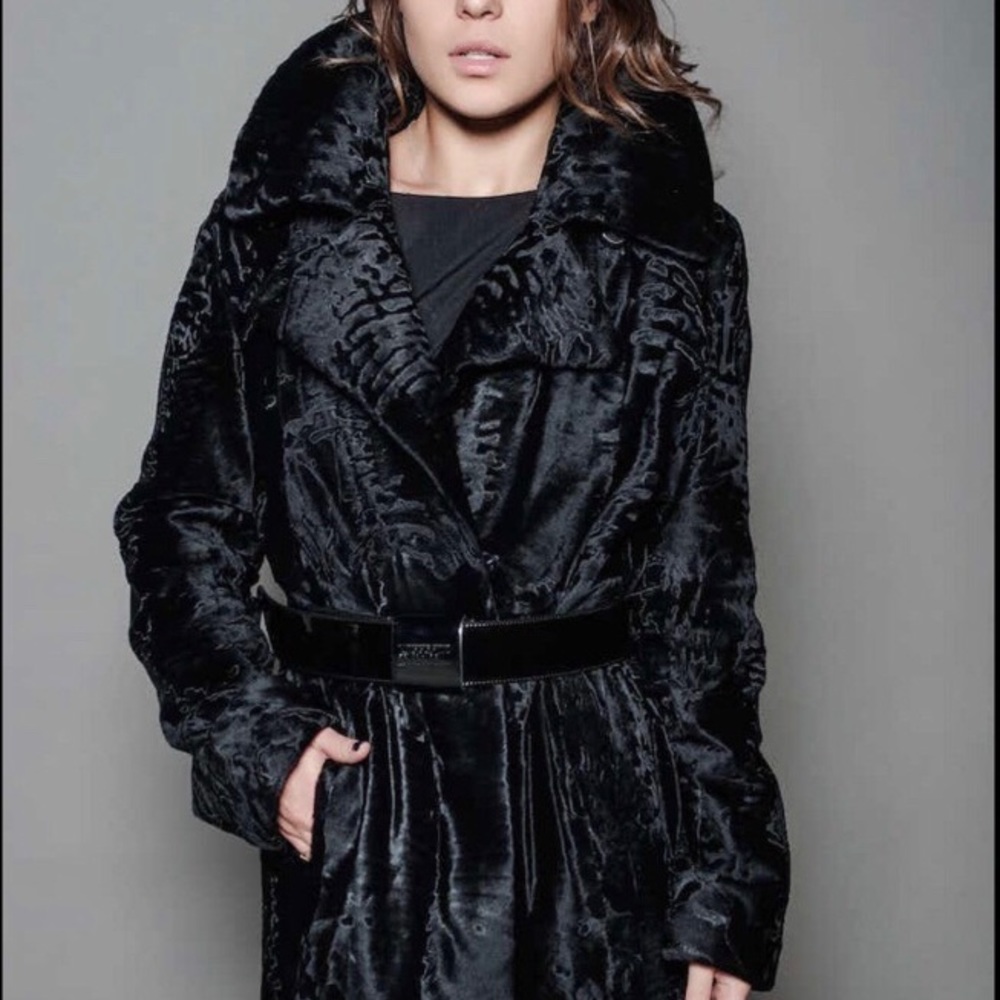 WHBM Black Crushed Velvet Coat - Picture 1 of 8